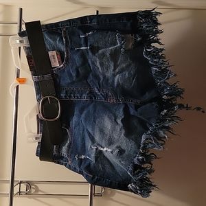 No Boundaries Jean Shorts with Black Belt